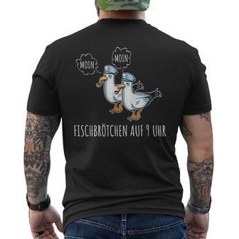 Moin Fish Buns Seagull North German Platgerman T-Shirt mit Rückendruck - Geschenkecke