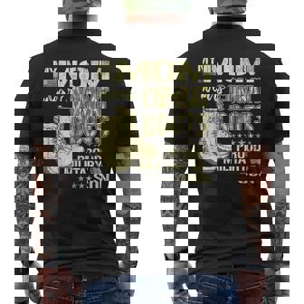 My Mom Wears Combat Boots Dog Tags Proud Military Son Men's Back Print T-Shirt - Monsterry