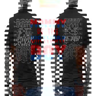 Mommy Of The Birthday Boy Spider Birthday Matching Family Men's T-shirt Back Print - Seseable