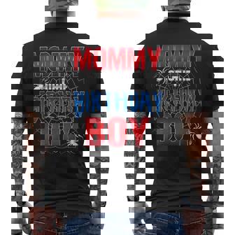 Mommy Of The Birthday Boy Spider Web Birthday Party Matching Men's T-shirt Back Print | Mazezy
