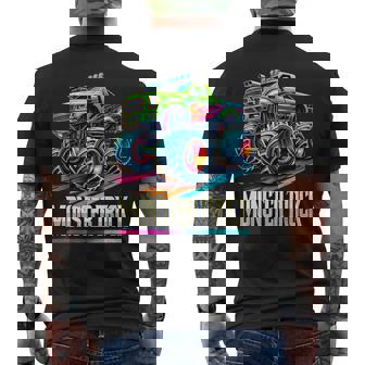 Monster Truck Birthday Party Retro Vintage Monster Trucks Men's T-shirt Back Print - Monsterry