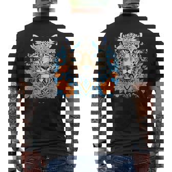 Motif Léopard Bohème Avec Fleurs Bleues Et Oranges T-shirt imprimé au dos - Cadeauxyz