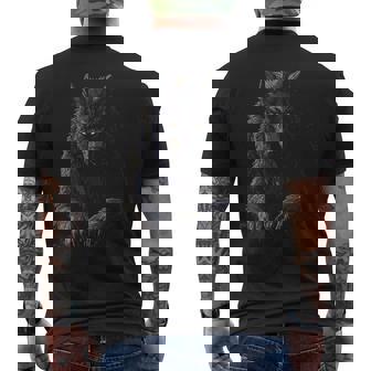 Motif Mythique Loup-Garou Illustration Fantaisie Loup-Garou T-shirt imprimé au dos - Cadeauxyz