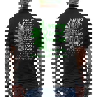Motivational Mental Health Awareness Warrior Green Ribbon Men's T-shirt Back Print - Monsterry
