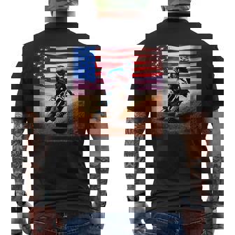 Motocross Dirt Bike American Flag Motocross Enduro Dirtbike Men's Back Print T-Shirt - Monsterry