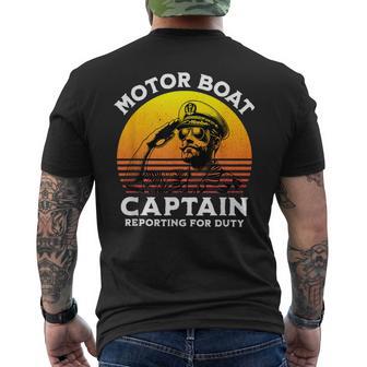 Motor Boat Captain Reporting For Duty Men's T-shirt Back Print - Thegiftio UK