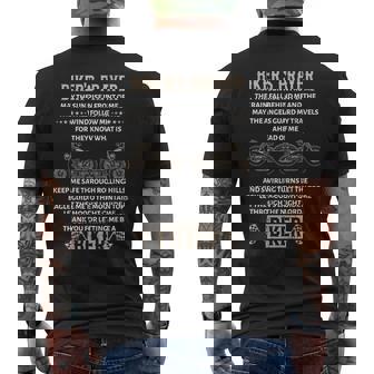 Motorcycle Bikers Prayer Rain Fall Behind And Wind Follow Me Men's Back Print T-Shirt - Monsterry