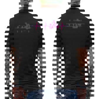 Motorcycle Heartbeat Sportbike Crotch Rocket Premium Men's Back Print T-Shirt - Monsterry