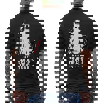 Murder Cat Cat Murderous With Knife Halloween Men's Back Print T-Shirt - Monsterry