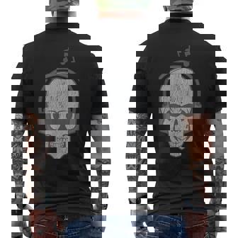 Music Skull DJ Disc Jockey Melophile Melomaniac Halloween Men's Back Print T-Shirt - Monsterry