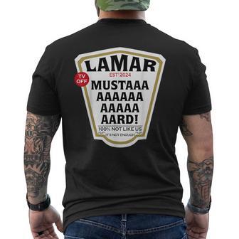 Mustard Lamar Tv Off Use Your Heart Mustard Bottle Label Men's T-shirt Back Print - Thegiftio UK