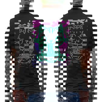 Neko Anime Kawaii Ramen Cat Men's Back Print T-Shirt - Monsterry