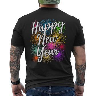 New Year's Eve Party Outfit Decoration Fireworks New Year Happy New Year T-Shirt mit Rückendruck - Geschenkecke