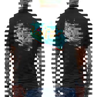Nice Container Ship For Ship Lovers Premium Men's Back Print T-Shirt - Monsterry