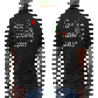 Nice Naughty British Christmas Britain Heritage Roots Premium Men's Back Print T-Shirt - Monsterry