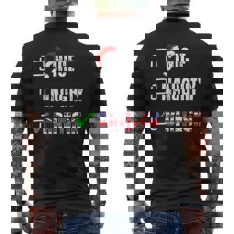 Nice Naughty British Christmas List Santa United Kingdom Men's Back Print T-Shirt - Monsterry