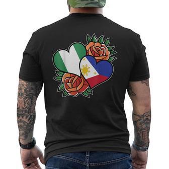 Nigeria Philippines Flag Heart Half Nigerian Half Filipino Men's Back Print T-Shirt - Monsterry
