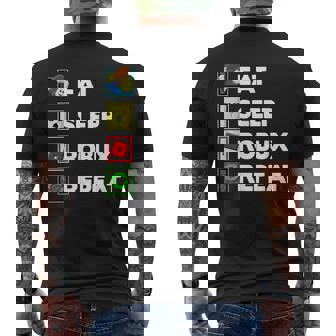 Noob And Professional Gamer Eat Sleep Robux Repeat Men's T-shirt Back Print | Mazezy