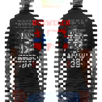 Norwegen Angeltour 2025 Skandinavien Norwegen Flagge Fisch T-Shirt mit Rückendruck - Geschenkecke
