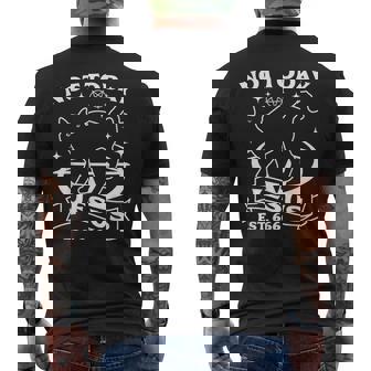 Not Today Jesus Cat Satanic Devil Halloween Goth Men's Back Print T-Shirt - Monsterry