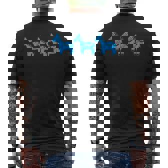 Novelty Swedish Dala Horse Scandinavian Ponies Blue Toy Men's Back Print T-Shirt - Monsterry
