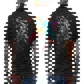 Obra De Arte Colorida De Cabra Animal Motif Goat Camiseta Hombre Estampado Espalda - Regaloses