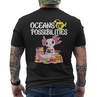 Oceans Of Possibilities Summer Reading 2022 Cute Sloth Books Men's Back Print T-Shirt - Monsterry