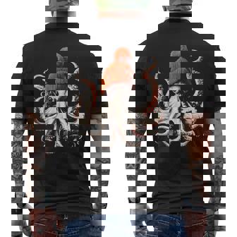 Octopus Wearing Beanie Retro Graphic Marine Biology Ocean Men's T-shirt Back Print | Seseable UK