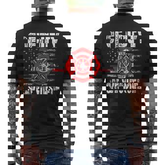 Off-Duty Save Yourself Firefighter Retro American Flag Men's T-shirt Back Print - Seseable