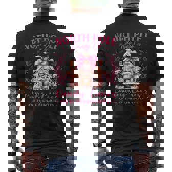 Old Fashioned North Pole Candy Cane Company Pink Christmas Men's Back Print T-Shirt - Monsterry
