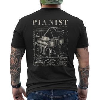 Old Grand Piano Chemiseintage Brevet Dessin Imprimé Pianiste T-shirt imprimé au dos - Cadeauxyz