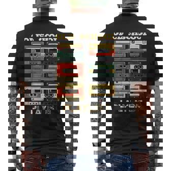 Old School Playlist Vintage Cassette Tapes Nostalgic Memory Men's T-shirt Back Print | Mazezy