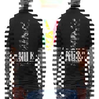 One Love Anguilla Peace Sign Anguillan Vacation T-Shirt Men's Back Print T-Shirt - Monsterry