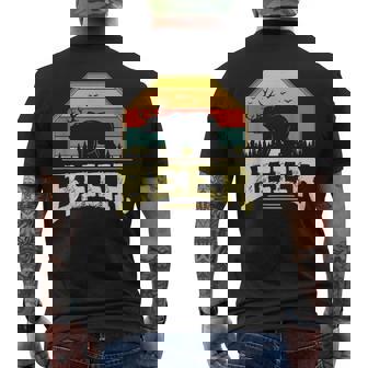 Ours Cerf Drôle Bière Rétrointage Coucher De Soleil T-shirt imprimé au dos - Cadeauxyz