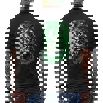 Pakistan Flag Lion Face Pakistani Pride Vintage Men's Back Print T-Shirt - Monsterry