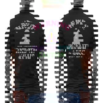 Panneau D'avertissement Kawaii Gothique Mignon Proceed With Caution T-shirt imprimé au dos - Cadeauxyz