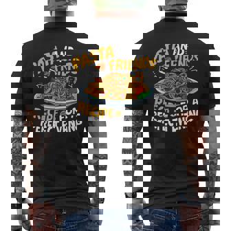 Pasta And Friends Recipe For a Perfect Evening Pasta Party Men's Back Print T-Shirt - Monsterry