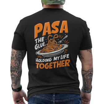 Pasta The Glue Holding My Life Together Pasta Party Men's Back Print T-Shirt - Monsterry