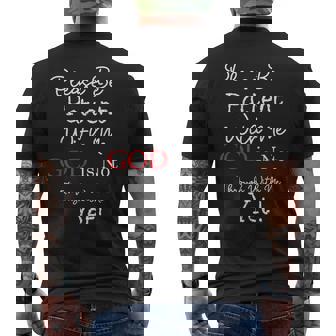 Be Patient With Me GOD Is Not Through With Me Yet Christian Men's Back Print T-Shirt - Monsterry