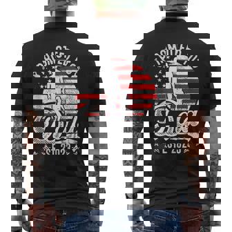 Patriotic Promoted To Dad Est 2023 American Flag Tank Top Men's Back Print T-Shirt - Monsterry