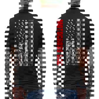 Patriotic Retro USA American Flag Motocross Dad 4th Of July Men's Back Print T-Shirt - Monsterry