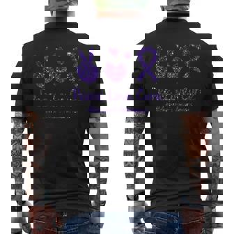 Peace Love Cure Alzheimer's Awareness Happy Purple Graphic Premium Men's Back Print T-Shirt - Monsterry