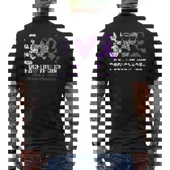 Peace Love Cure Alzheimer's Awareness Purple Ribbon Men's Back Print T-Shirt - Monsterry