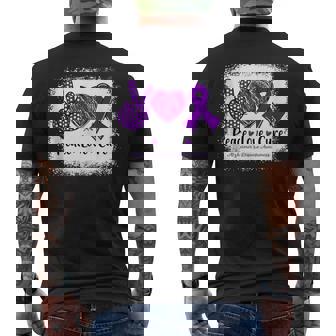 Peace Love Cure Alzheimers Disease Awareness Purple Ribbon Tank Top Men's Back Print T-Shirt - Monsterry