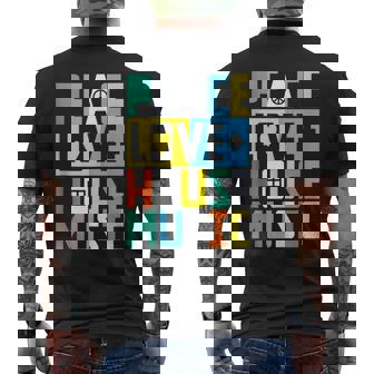 Peace Love EDM Print Techno Festival House Music Tank Top Men's Back Print T-Shirt - Monsterry
