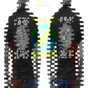 Peas On Earth Pun Peace World Globe Earth Day Men's Back Print T-Shirt - Monsterry