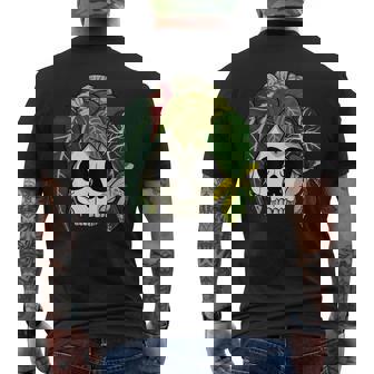 Philodendron House Plant Lover Skull Aroids Head Planter Men's Back Print T-Shirt - Monsterry