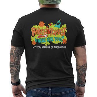 Phlebotomist Where Are You Mystery Machine Lab Week 2025 Men's T-shirt Back Print - Thegiftio UK