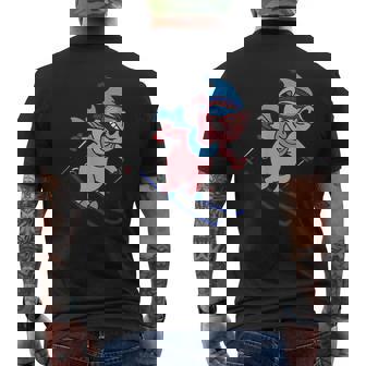 Pig Go Skiing Design Winter Holidays Men's Back Print T-Shirt - Monsterry