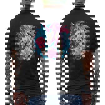 Pink Unicorn With Boxing Gloves Men's Back Print T-Shirt - Monsterry